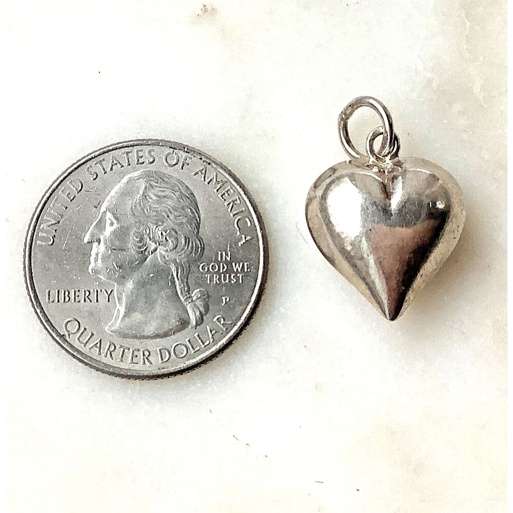 Vintage Sterling Puffy Heart Photo Locket Silver 925 Pendant Small Heart Charm